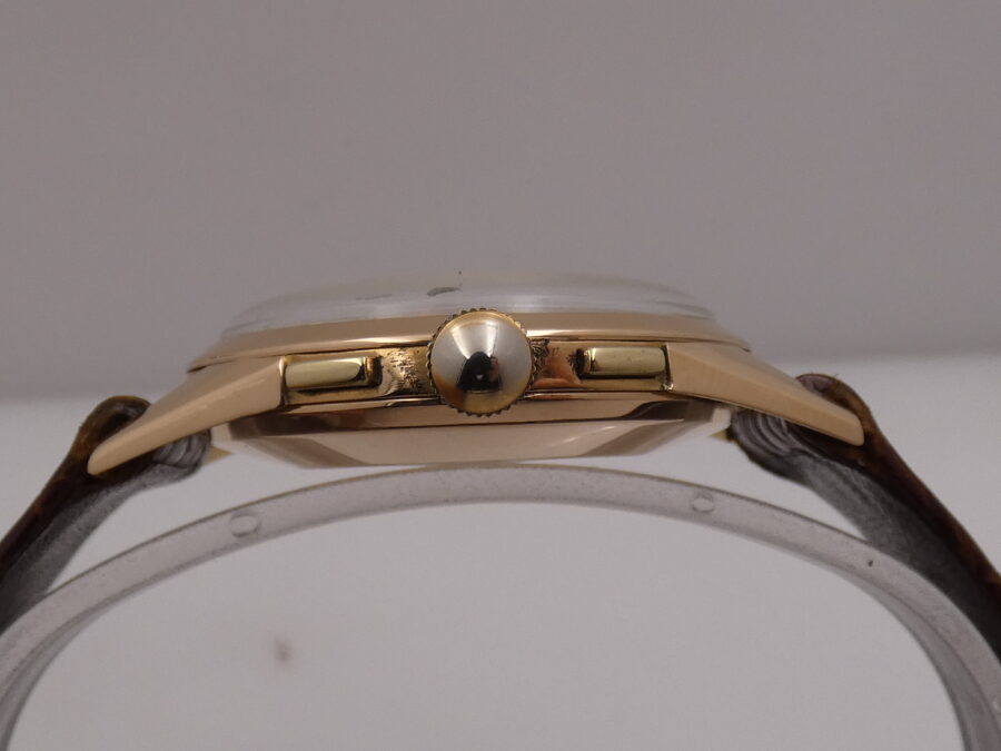 Cronografo Lemania Bicompax Oversize Oro Rosa 18Kt '50s Serviced Ruota a Colonne - immagine 13