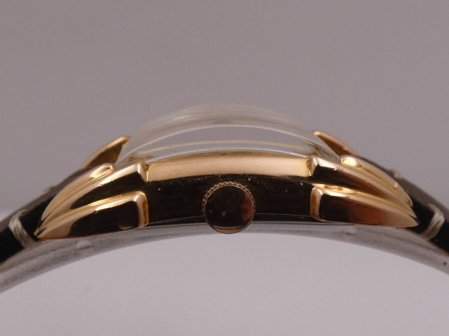 Lunesa Art Decò Laminato Oro Rosa 18Kt Spider Lugs Anni '50s Carica Manuale Vintage - immagine 12