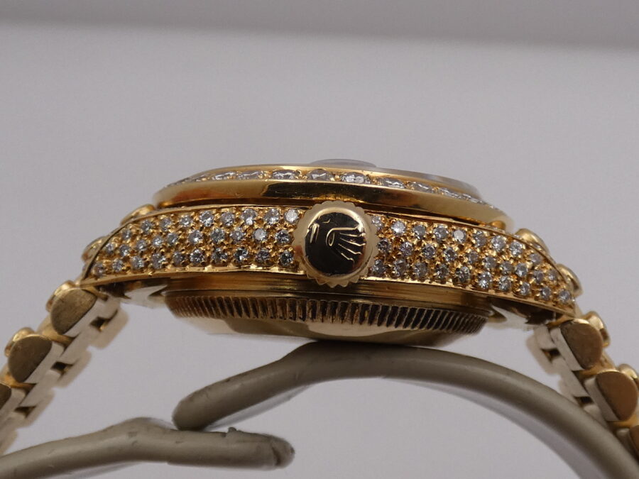 Rolex Datejust Lady 69138 Red Vignette Dial FULL Diamonds Oro Massiccio 18Kt ANNO 1982 Automatico - immagine 14