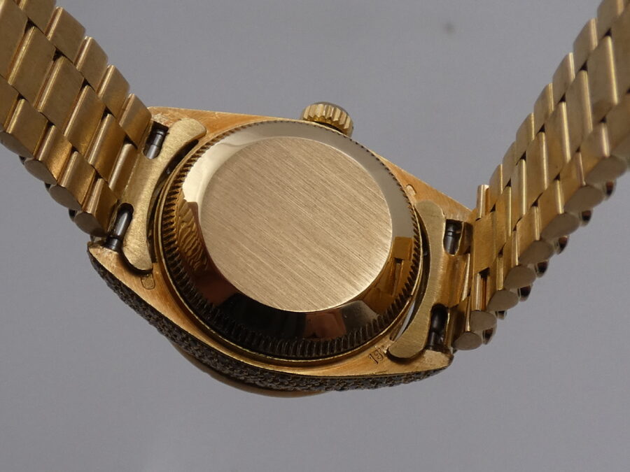 Rolex Datejust Lady 69138 Red Vignette Dial FULL Diamonds Oro Massiccio 18Kt ANNO 1982 Automatico - immagine 15