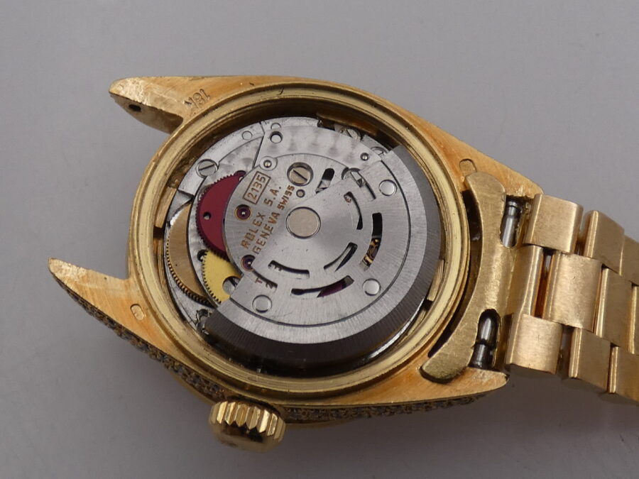 Rolex Datejust Lady 69138 Red Vignette Dial FULL Diamonds Oro Massiccio 18Kt ANNO 1982 Automatico - immagine 17