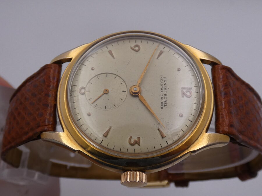 Ernest Borel Incastar Sahara Laminato Oro 18Kt Anni 50's Carica Manuale Orologio Vintage - immagine 3