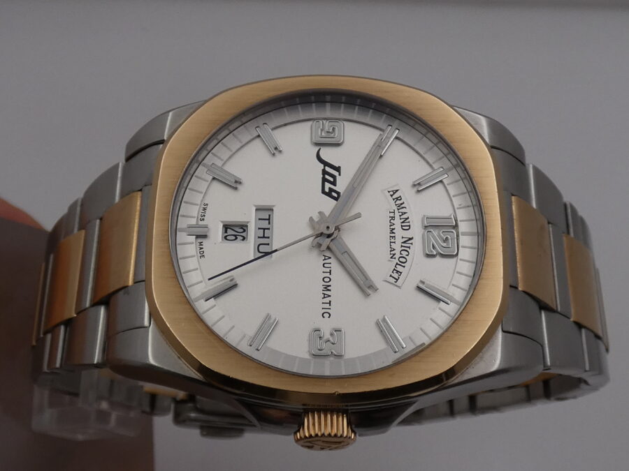Armand Nicolet J09 Day-Date Acciaio & Oro Rosa 18Kt FULL SET Automatico Braccialato - immagine 3