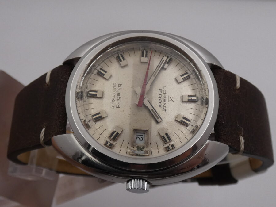 Lorenz Edox Blubird Cushion Oversize 38,5 mm Automatico ANNI '70 Acciaio Vintage - immagine 4