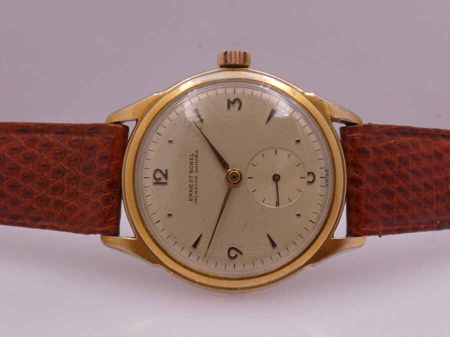 Ernest Borel Incastar Sahara Laminato Oro 18Kt Anni 50's Carica Manuale Orologio Vintage - immagine 4