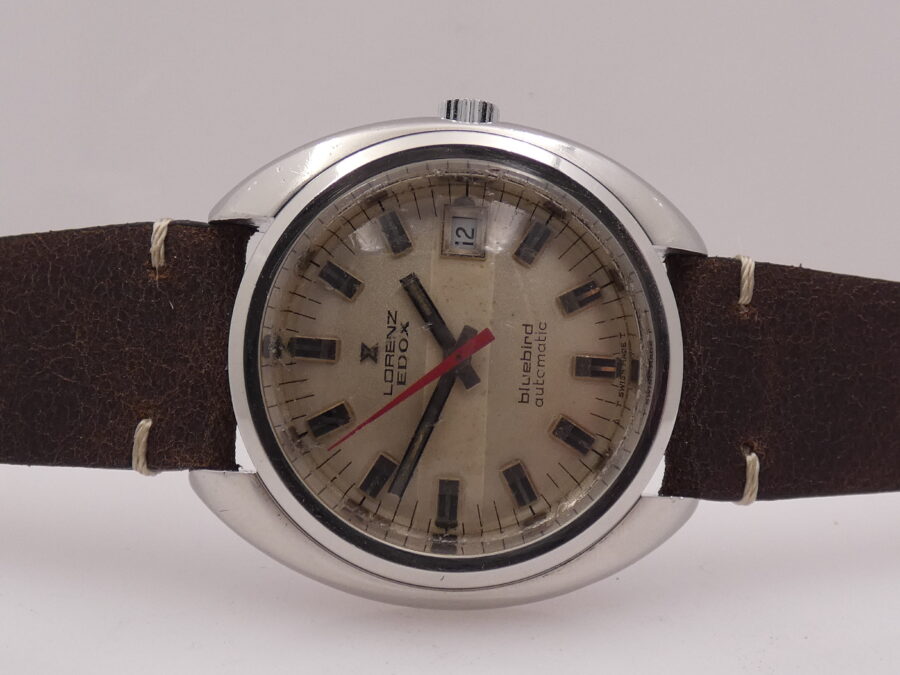 Lorenz Edox Blubird Cushion Oversize 38,5 mm Automatico ANNI '70 Acciaio Vintage - immagine 5