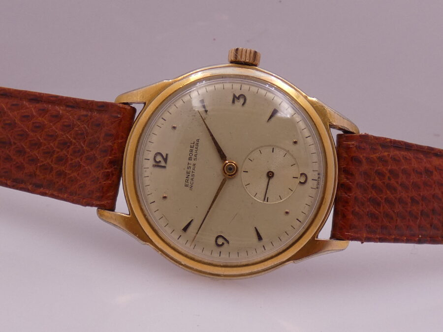 Ernest Borel Incastar Sahara Laminato Oro 18Kt Anni 50's Carica Manuale Orologio Vintage - immagine 5