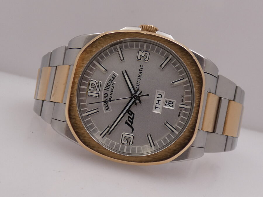 Armand Nicolet J09 Day-Date Acciaio & Oro Rosa 18Kt FULL SET Automatico Braccialato - immagine 5