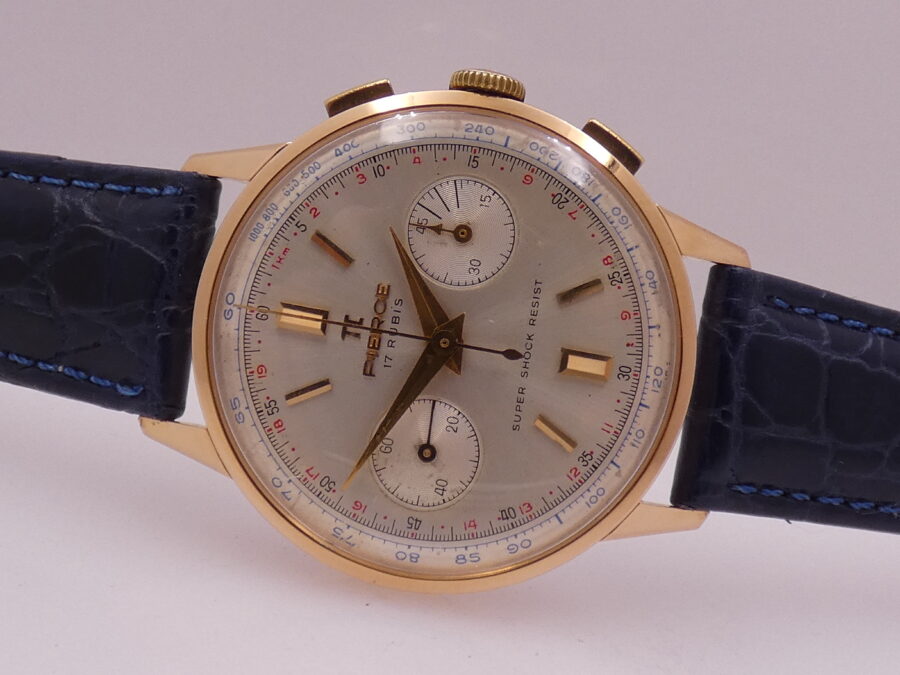 Pierce Wonderful Chronograph Oro Rosa 18Kt Valjoux 23 ANNI '50 TOP CONDITION Column Wheel - immagine 6