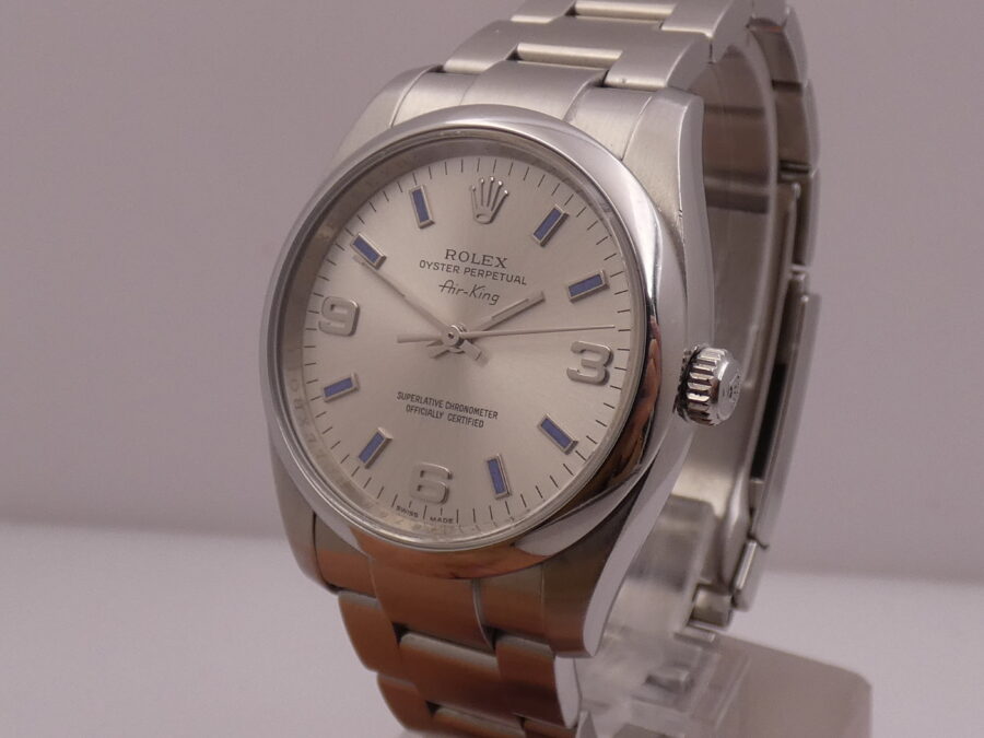 Rolex Air King 114200 Silver Dial Violet Index ANNO 2008 Automatico Acciaio Bracciale Oyster - immagine 6