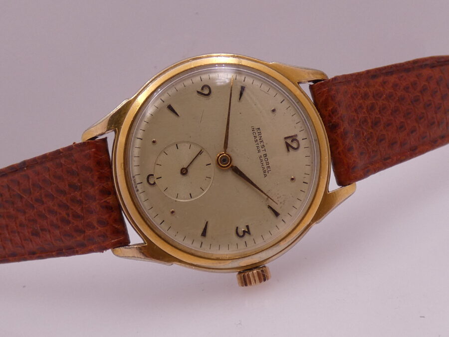 Ernest Borel Incastar Sahara Laminato Oro 18Kt Anni 50's Carica Manuale Orologio Vintage - immagine 7