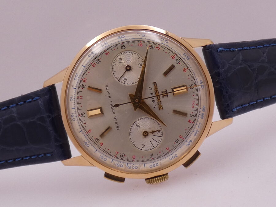 Pierce Wonderful Chronograph Oro Rosa 18Kt Valjoux 23 ANNI '50 TOP CONDITION Column Wheel - immagine 8