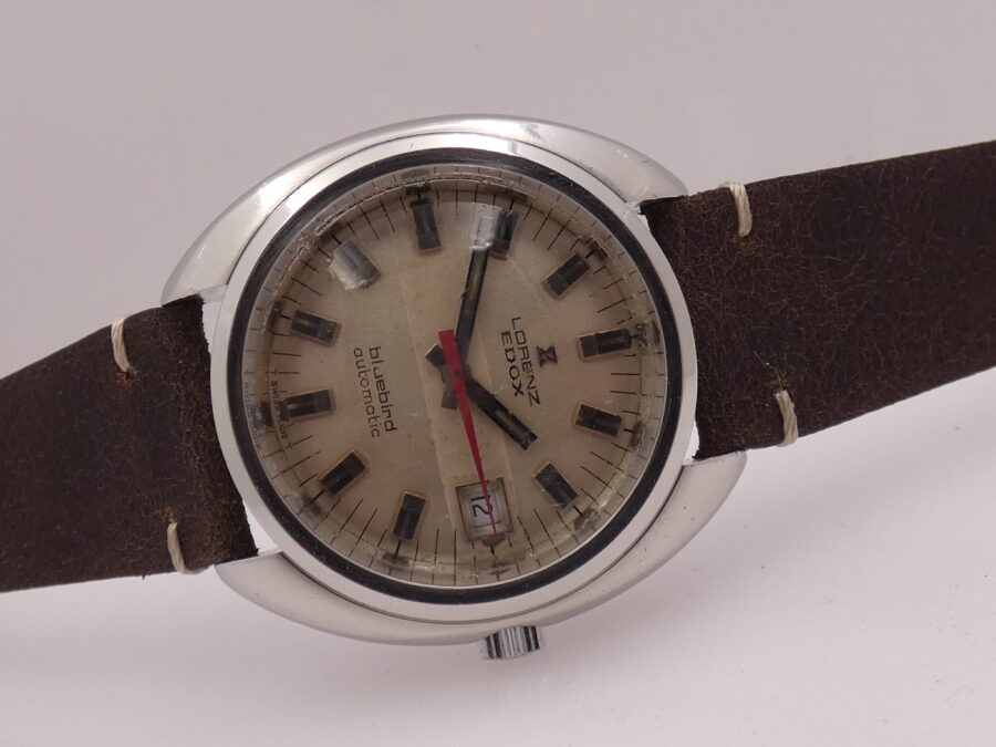 Lorenz Edox Blubird Cushion Oversize 38,5 mm Automatico ANNI '70 Acciaio Vintage - immagine 8