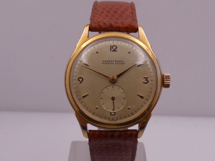 Ernest Borel Incastar Sahara Laminato Oro 18Kt Anni 50's Carica Manuale Orologio Vintage - immagine 8
