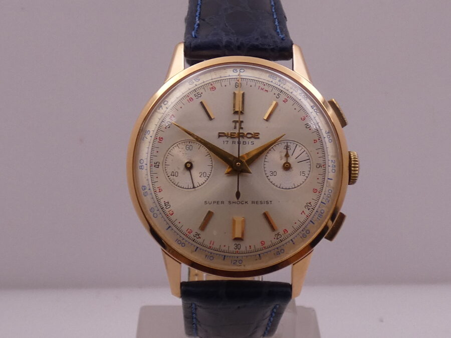 Pierce Wonderful Chronograph Oro Rosa 18Kt Valjoux 23 ANNI '50 TOP CONDITION Column Wheel - immagine 9
