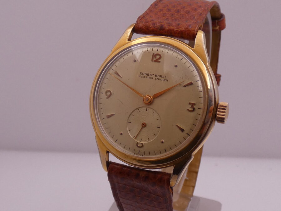 Ernest Borel Incastar Sahara Laminato Oro 18Kt Anni 50's Carica Manuale Orologio Vintage - immagine 9