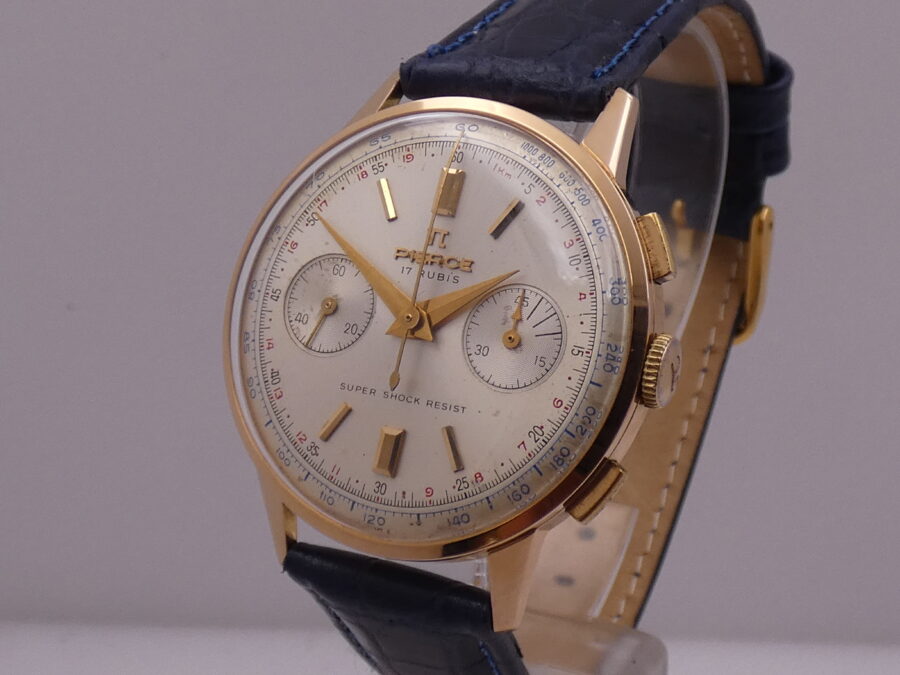 Pierce Wonderful Chronograph Oro Rosa 18Kt Valjoux 23 ANNI '50 TOP CONDITION Column Wheel - immagine 10