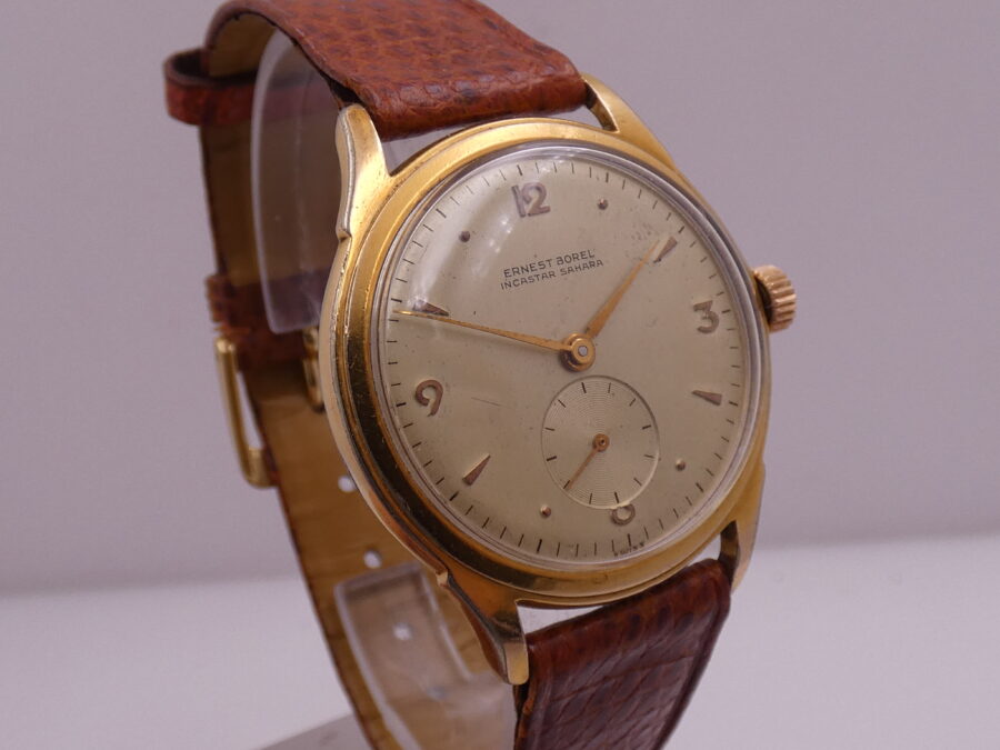 Ernest Borel Incastar Sahara Laminato Oro 18Kt Anni 50's Carica Manuale Orologio Vintage - immagine 10