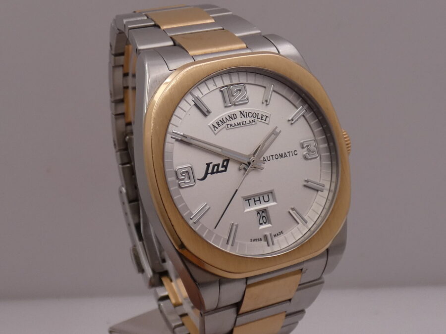 Armand Nicolet J09 Day-Date Acciaio & Oro Rosa 18Kt FULL SET Automatico Braccialato - immagine 10