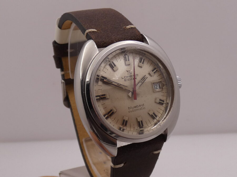 Lorenz Edox Blubird Cushion Oversize 38,5 mm Automatico ANNI '70 Acciaio Vintage - immagine 11