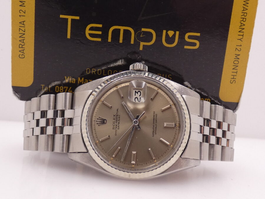 Rolex Datejust 36 Jubilee 1601 Ardesia Taupe Dial Lunetta Oro Bianco 18Kt Automatico ANNO 1971 - immagine 2