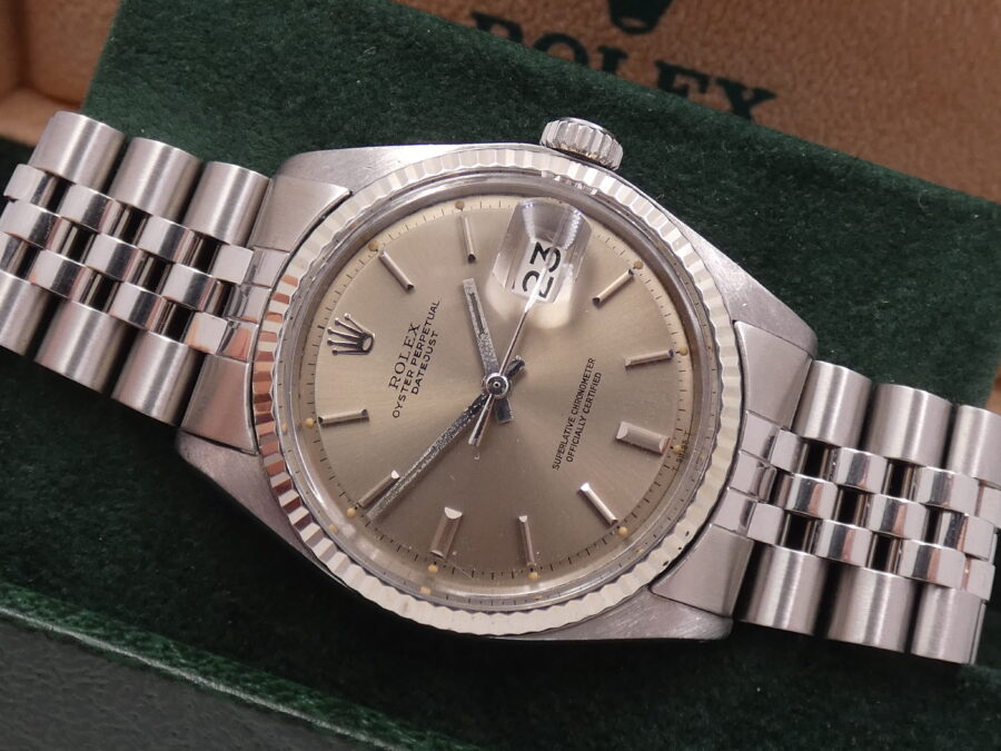 Rolex Datejust 36 Jubilee 1601 Ardesia Taupe Dial Lunetta Oro Bianco 18Kt Automatico ANNO 1971 - immagine 4