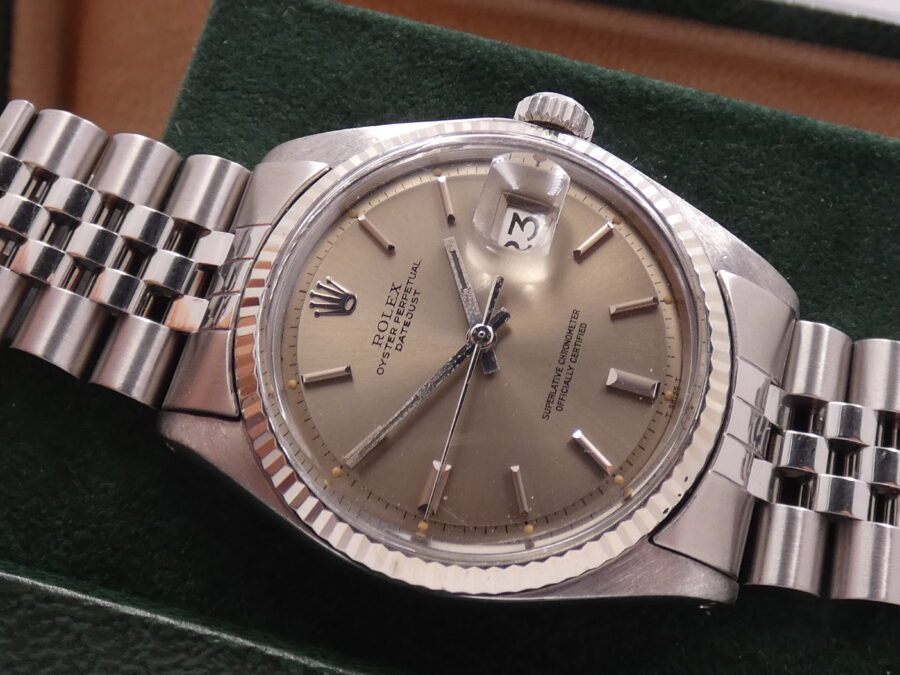 Rolex Datejust 36 Jubilee 1601 Ardesia Taupe Dial Lunetta Oro Bianco 18Kt Automatico ANNO 1971 - immagine 6