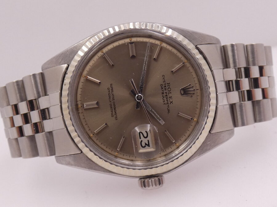 Rolex Datejust 36 Jubilee 1601 Ardesia Taupe Dial Lunetta Oro Bianco 18Kt Automatico ANNO 1971 - immagine 7