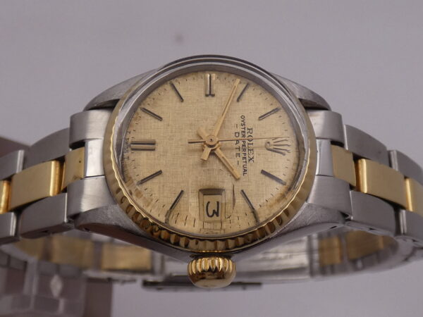 Rolex Oyster Perpetual Lady Date 6517 Linen Dial 18Kt Gold&Steel ANNO 1971 SERVICED Automatico