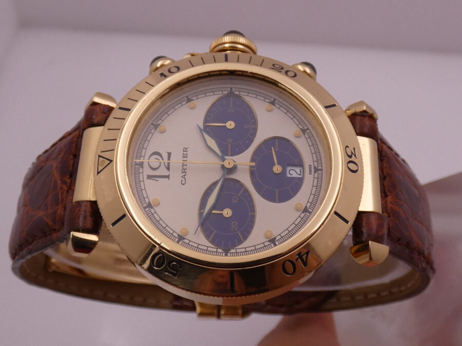 Cartier Pasha Chronografo 38mm 30009 18Kt Solid Gold With Deployante 1991