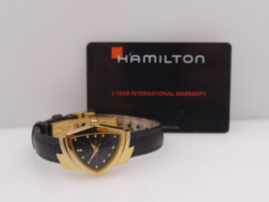 Hamilton Ventura Black Dial H241010 With PAPERS 18Kt G.F. Anno 2019 Orologio da Donna - immagine 12