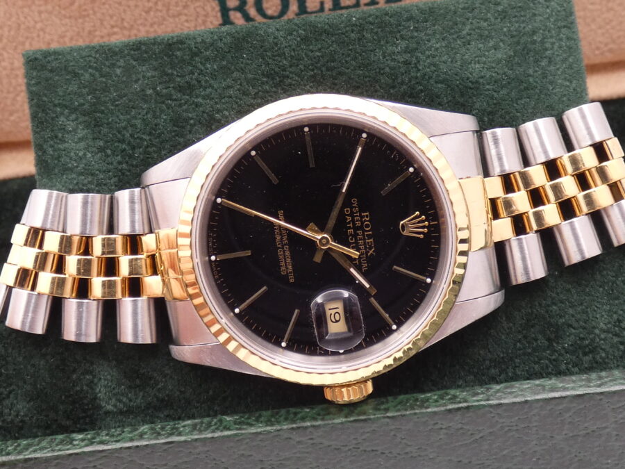 Rolex Datejust 36 16233 Jubile GILT Dial 18Kt Gold & Steel ANNO 1990 Automatico - immagine 11