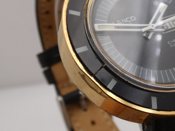 Lanco Circuit Day-Date Automatico 37mm 18Kt G.F. Anni'70 Black Dial Vintage