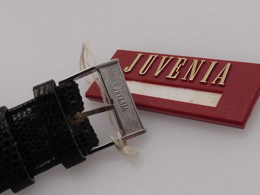 Juvenia New Old Stock 18Kt White Solid Gold Automatico Date Bark Bezel Anni'70 Never Worn - immagine 13