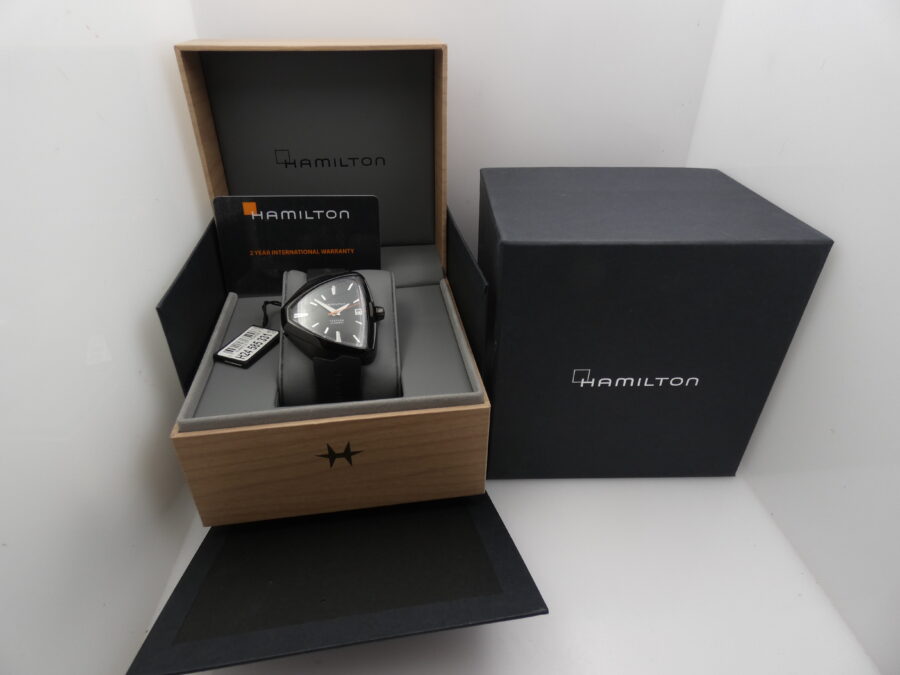 Hamilton Ventura Elvis80 Black Pvd H245850 NEW BOX&PAPERS Automatico Mai Indossato - immagine 12