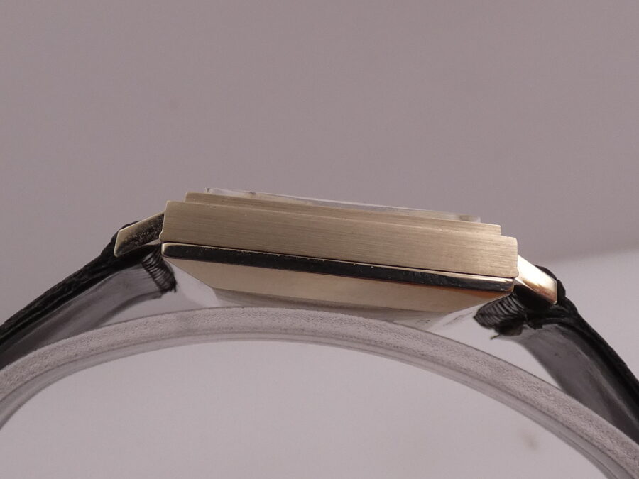 Juvenia New Old Stock 18Kt White Solid Gold Automatico Date Bark Bezel Anni'70 Never Worn - immagine 14