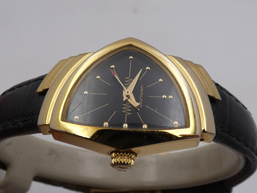 Hamilton Ventura Black Dial H241010 With PAPERS 18Kt G.F. Anno 2019 Orologio da Donna - immagine 4