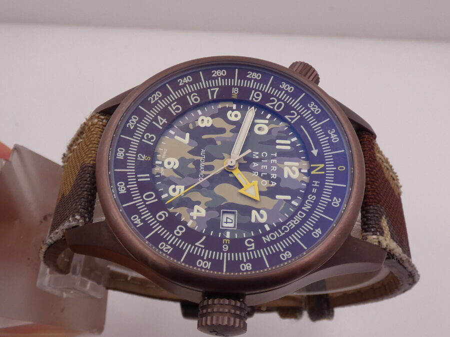 Terra Cielo Mare Orienteering Tundra N.O.S. BOX&PAPERS Titanium& Steel Mimetic Dial Automatico New Old Stock - immagine 3