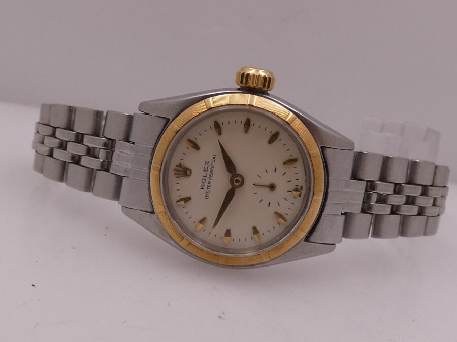 Rolex Oyster Perpetual Lady 6505 Automatico 18Kt Gold Bezel & Steel JUST SERVICED ANNO 1963 - immagine 3