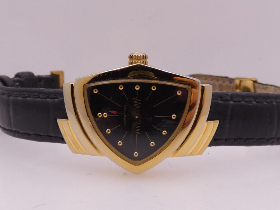 Hamilton Ventura Black Dial H241010 With PAPERS 18Kt G.F. Anno 2019 Orologio da Donna - immagine 5