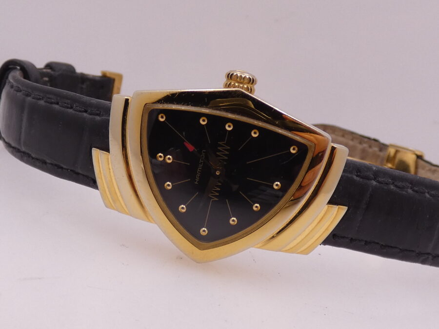 Hamilton Ventura Black Dial H241010 With PAPERS 18Kt G.F. Anno 2019 Orologio da Donna - immagine 6