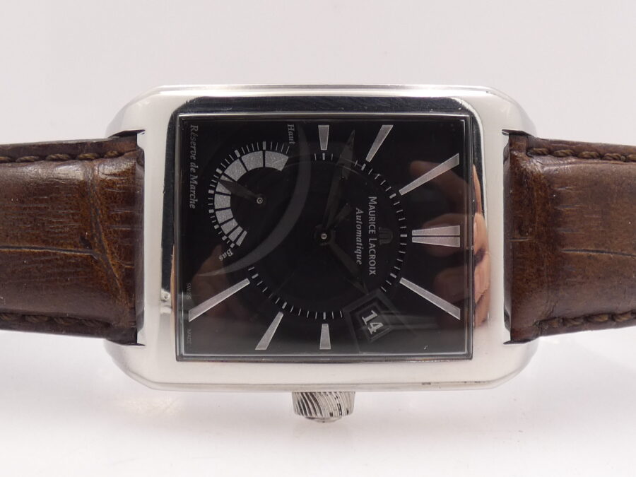 Maurice Lacroix Pontos Reserve De Marche Pontos Rectangular With PAPERS Anno 2007 Automatico Acciaio PT6157 - immagine 6