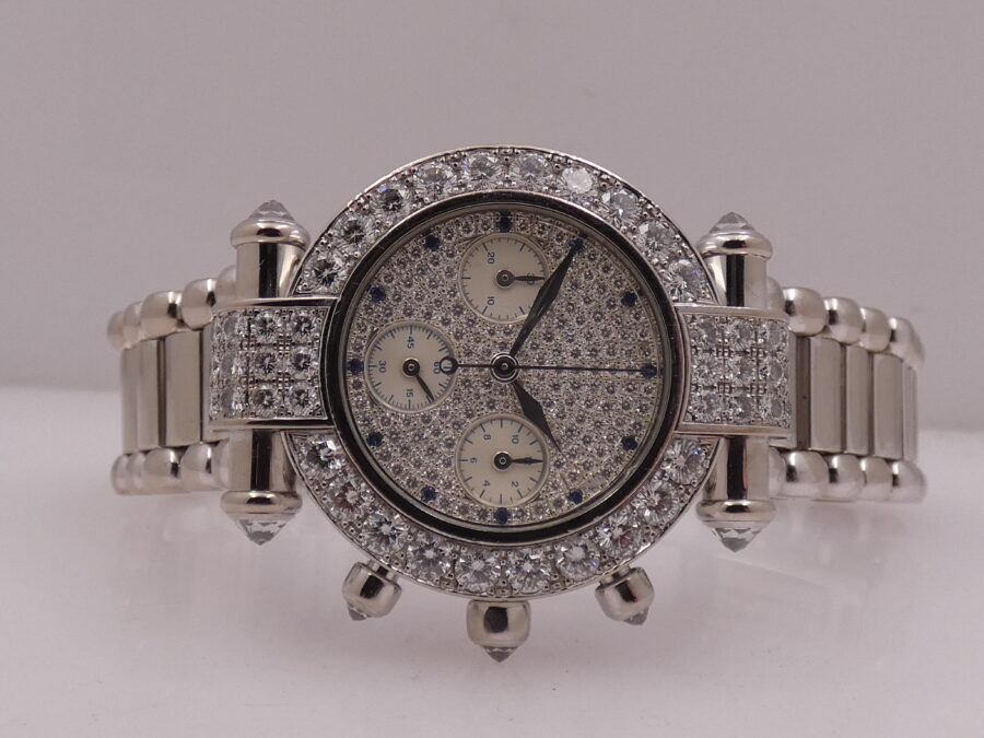 Chopard Imperiale Chronografo Imperiale 18Kt White Solid Gold FULL PAVE' 5ct Factory Diamonds Ref. 4143 - immagine 5