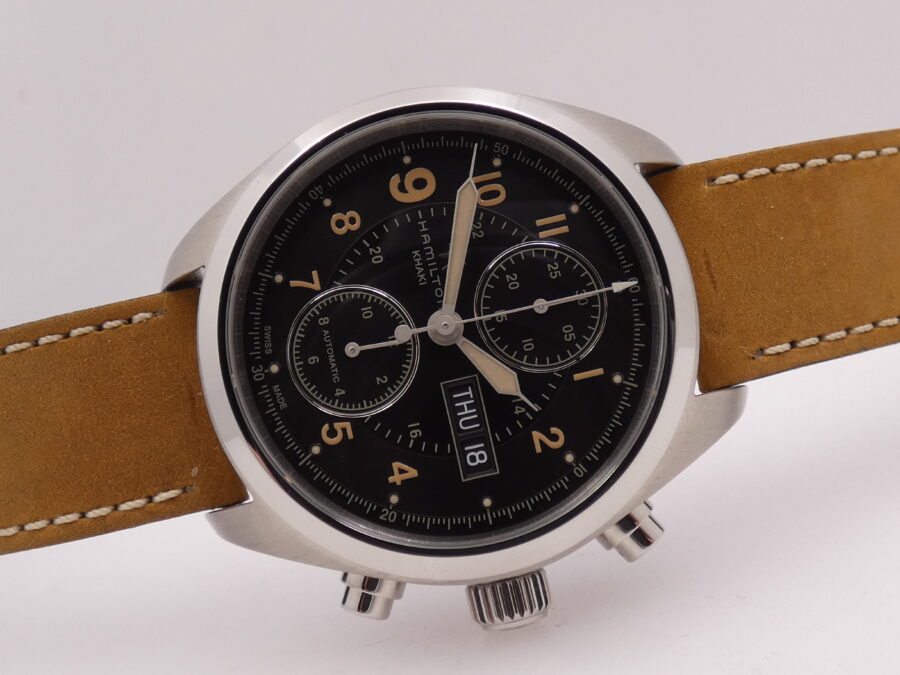 Hamilton Khaki Field Day Date Auto Cronografo Day-Date NEW BOX&PAPERS H716160 Acciaio Mai Indossato - immagine 7