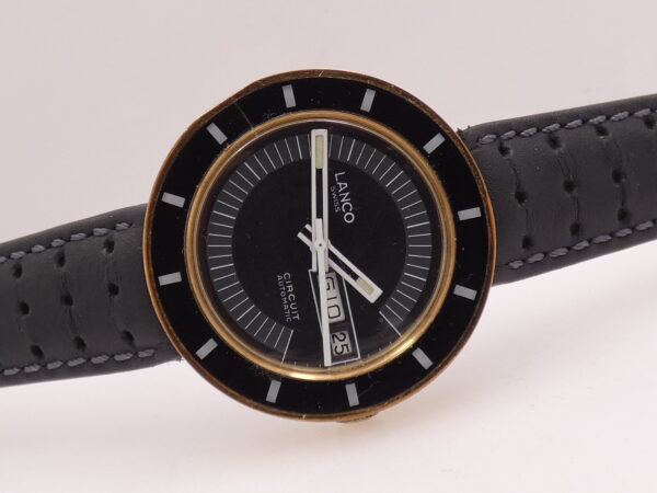 Lanco Circuit Day-Date Automatico 37mm 18Kt G.F. Anni'70 Black Dial Vintage