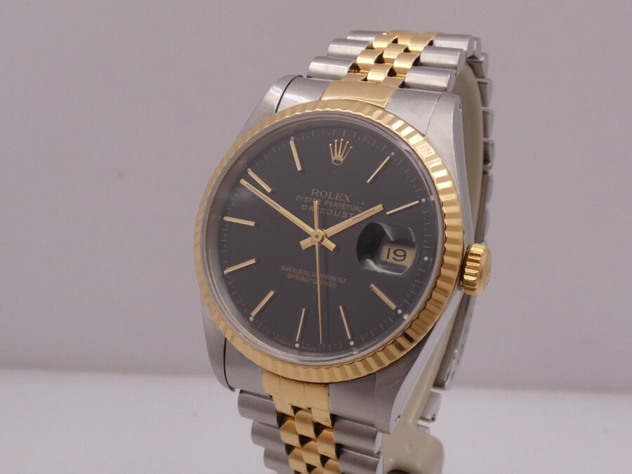 Rolex Datejust 36 16233 Jubile GILT Dial 18Kt Gold & Steel ANNO 1990 Automatico - immagine 7