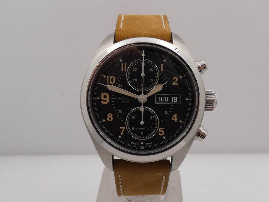 Hamilton Khaki Field Day Date Auto Cronografo Day-Date NEW BOX&PAPERS H716160 Acciaio Mai Indossato - immagine 8