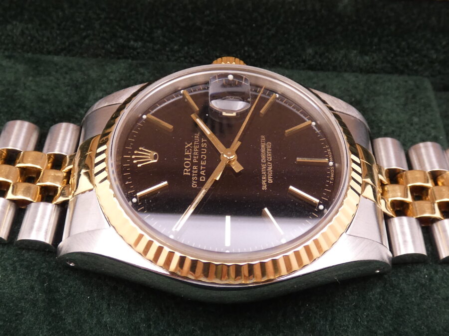 Rolex Datejust 36 16233 Jubile GILT Dial 18Kt Gold & Steel ANNO 1990 Automatico - immagine 9