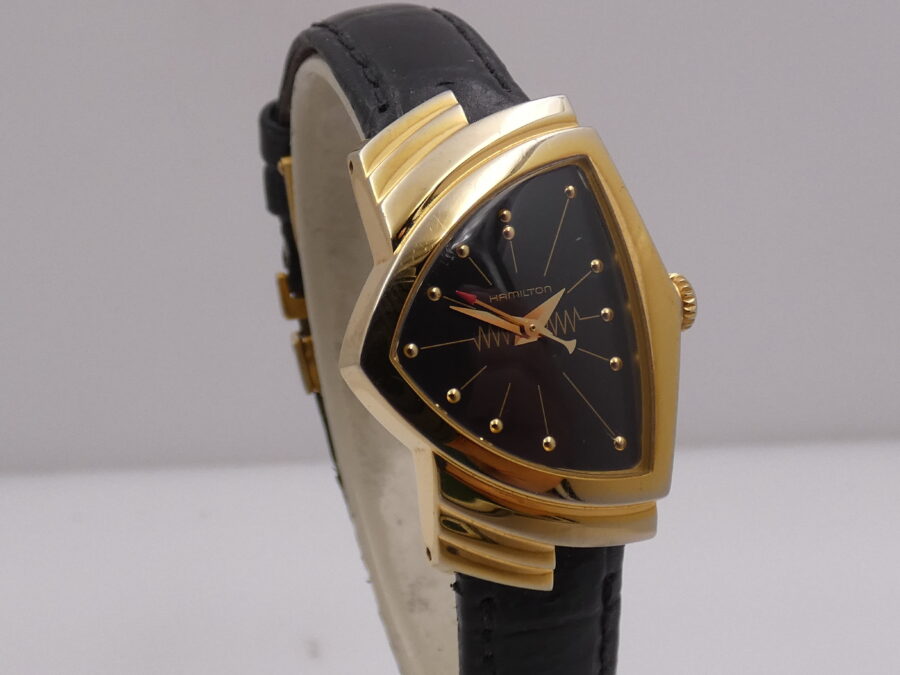 Hamilton Ventura Black Dial H241010 With PAPERS 18Kt G.F. Anno 2019 Orologio da Donna - immagine 11