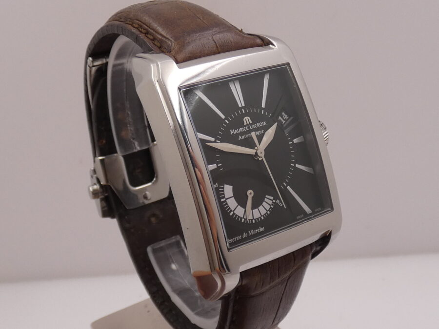 Maurice Lacroix Pontos Reserve De Marche Pontos Rectangular With PAPERS Anno 2007 Automatico Acciaio PT6157 - immagine 10